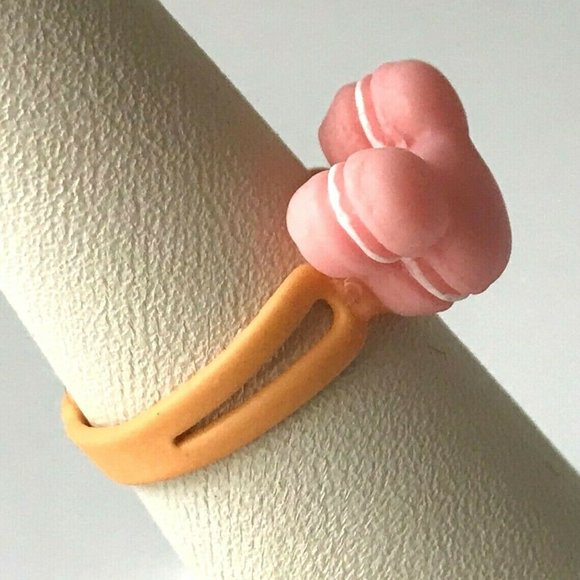 Disney Mickey Mouse Ears Ring Size 5 6 7 Macaroon Snacks Pink Peach - Picture 3 of 9